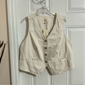 Universal Thread V-Neck Cream Button-Up Denim Vest Size 17